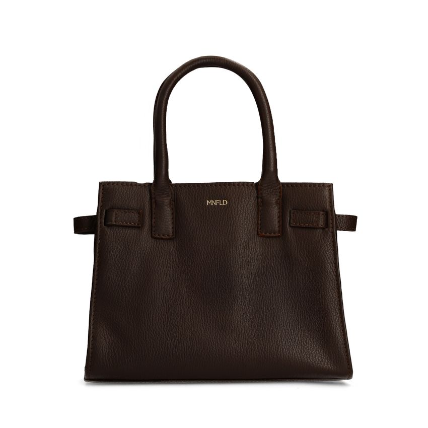 Manfield Donkerbruine leren handtas