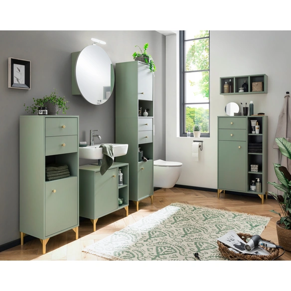 Highboard »Ando«, BxHxL: 33 x 114,4 x 40,3 cm, pistaziengrün, Holzwerkstoff melaminbeschichtet