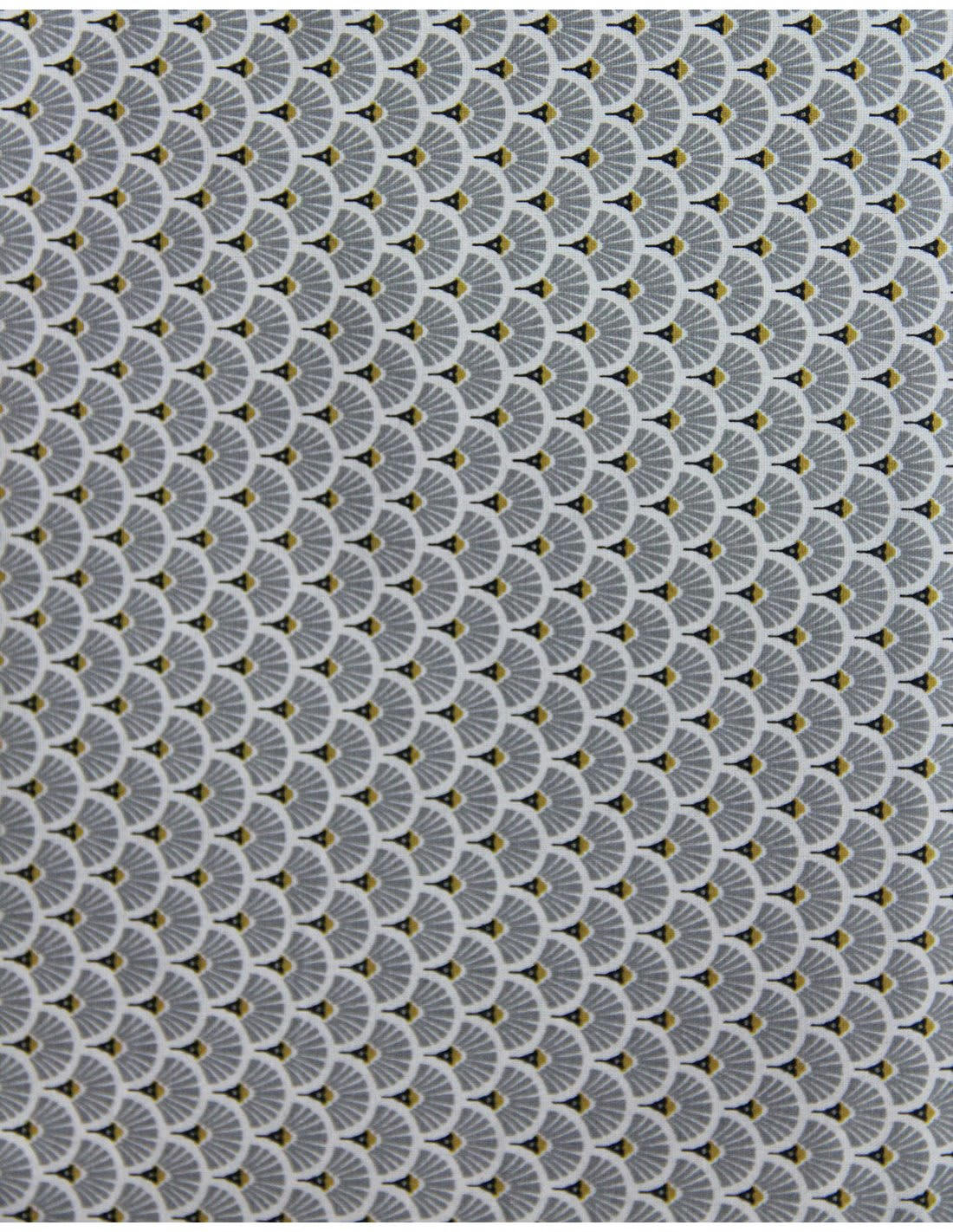 EVENTAILS - Nappe éventails plastifiée 300x150cm  en coton  gris