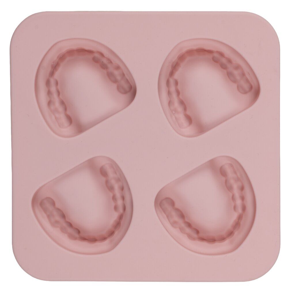 Moule à glaçons x4 dentier silicone rose 15x15x2cm