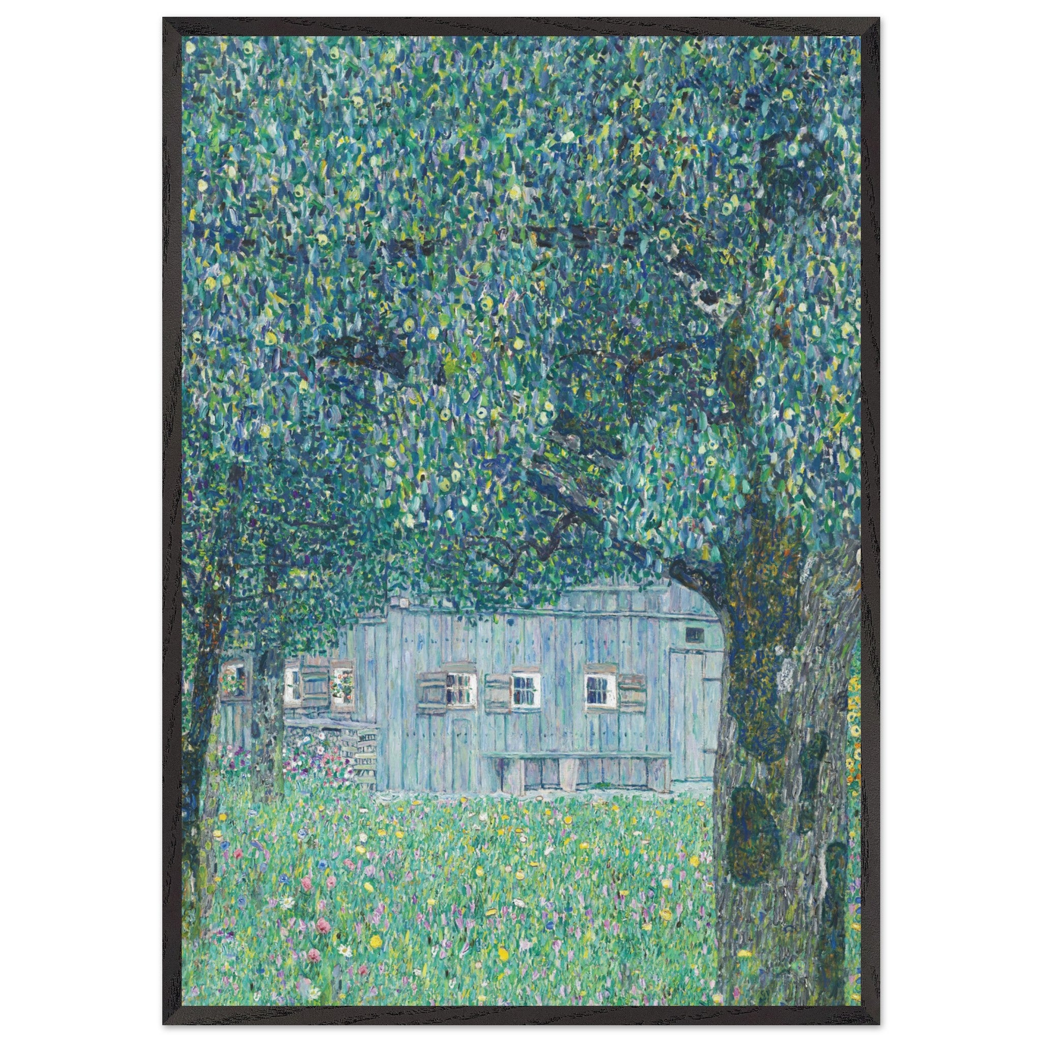 Artfulprints Poster met Lijst Gustav Klimt - Farmhouse in upper Austria  - 70x100 cm - Donkergroen
