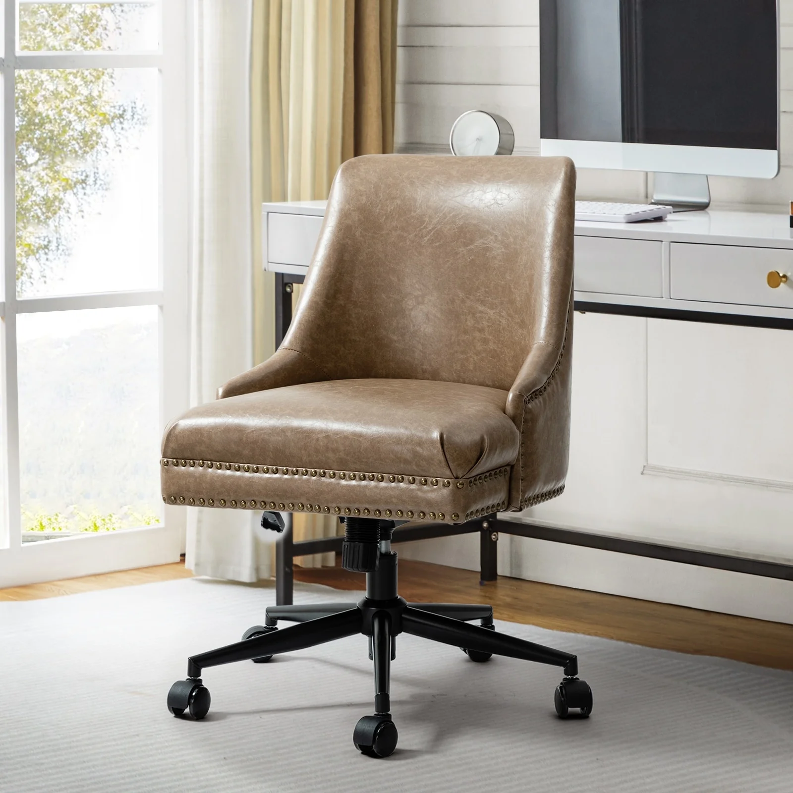 Sonia Modern Faux Leather Task Chair with Height-adjustable by HULALA HOME