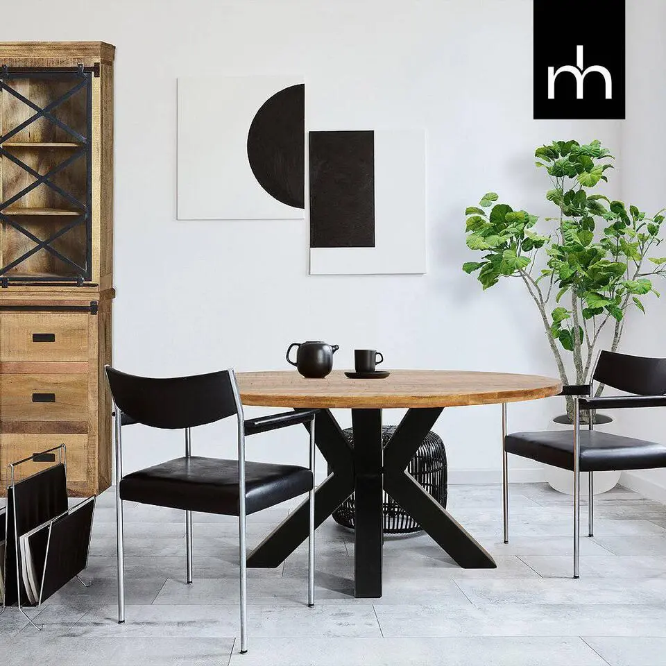 Mangohoutonline - Eettafel Madison 120cm Rond - Bruin - Mahom