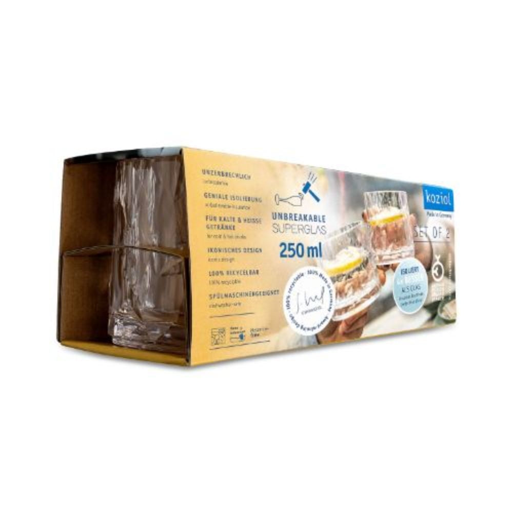 Whiskyglas, 0.25 L, Set van 2, Organic, Transparant - Koziol   Club No