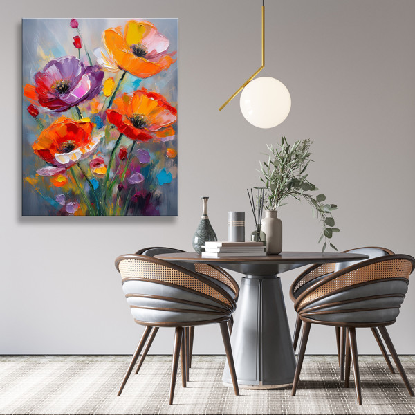 Feeby Obraz na płótnie, Maki kwiaty malowane kolorowe 40x60