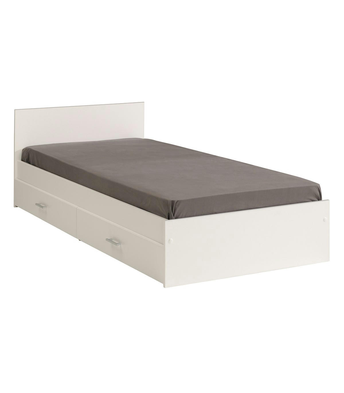 SNOOP - Lit Blanc avec Rangements 2 Portes Coulissantes - 90x200