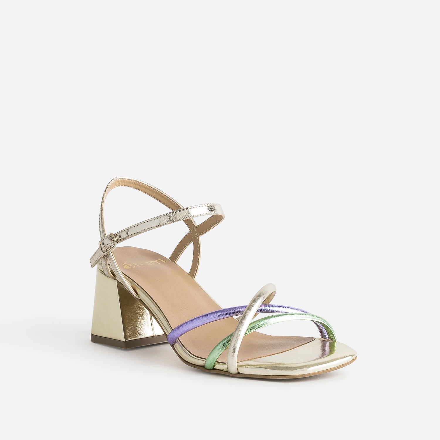Sandale dorée brides métallisées