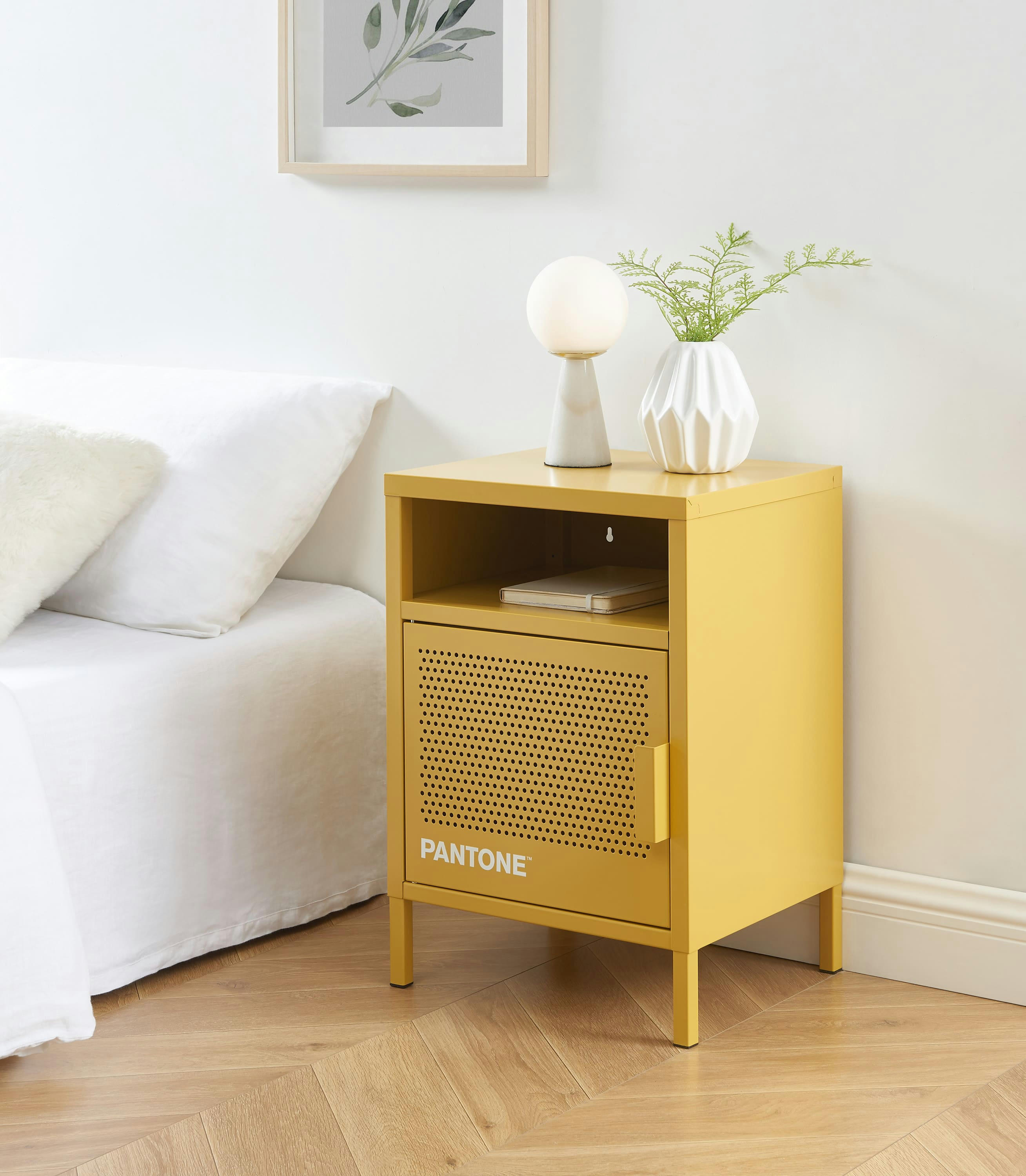 PANTONE - Table de chevet  métal jaune moutarde 40cm