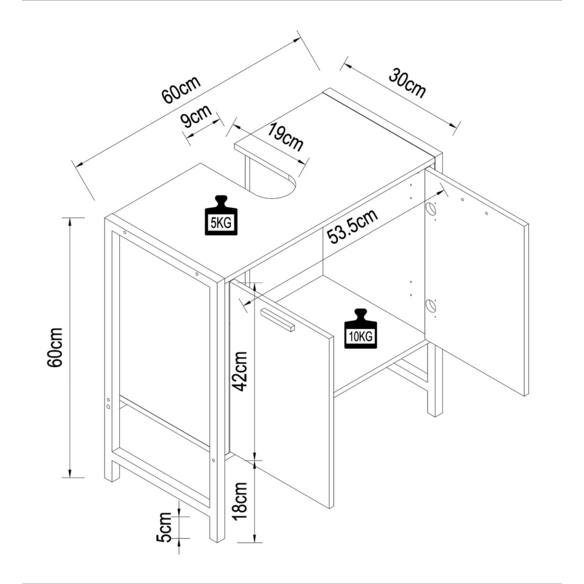 Badezimmer-Unterschrank »Edino«, BxHxT: 60 x 60 x 30 cm