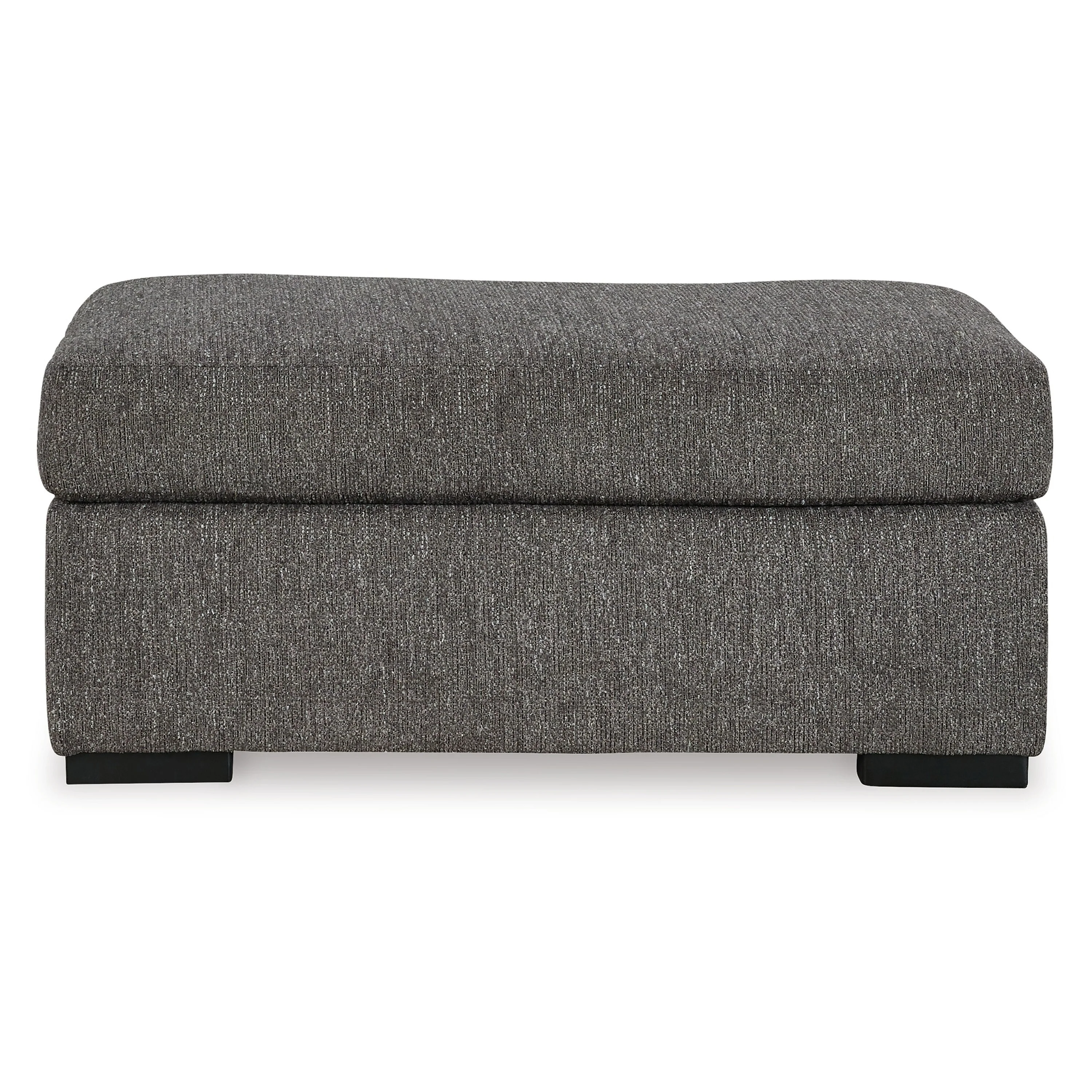 Iqay Accent Ottoman, Black Faux Wood, Pewter Gray Polyester 44 Inch