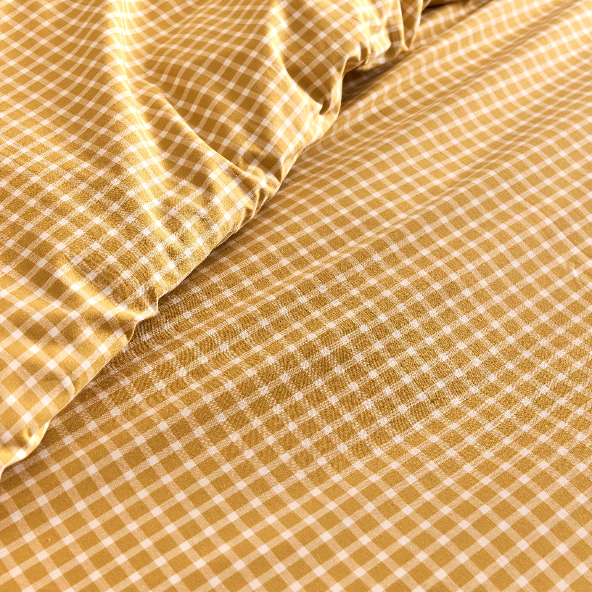 PLAKA - Housse de couette en coton motif carreaux 240x220cm - jaune