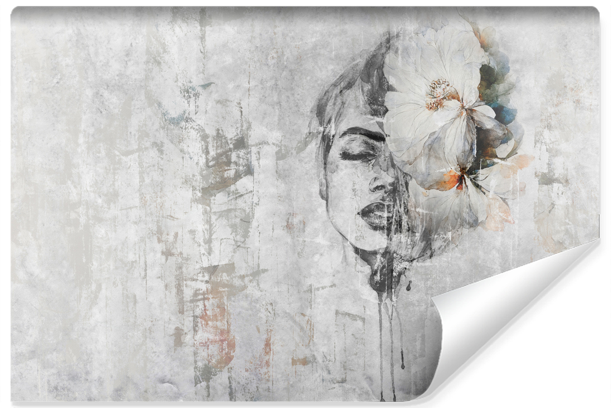 Fototapeta Abstrakcyjna Twarz Kobiety Kwiaty 90x60cm