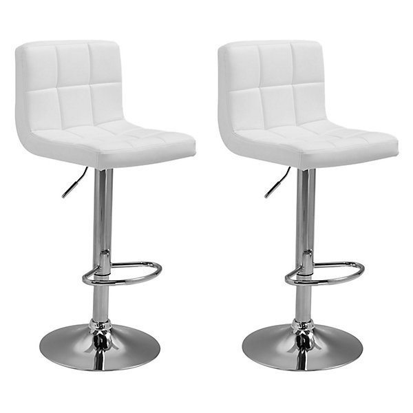 Lot de 2 tabourets de bar blanc MIKE - HAPPY GARDEN