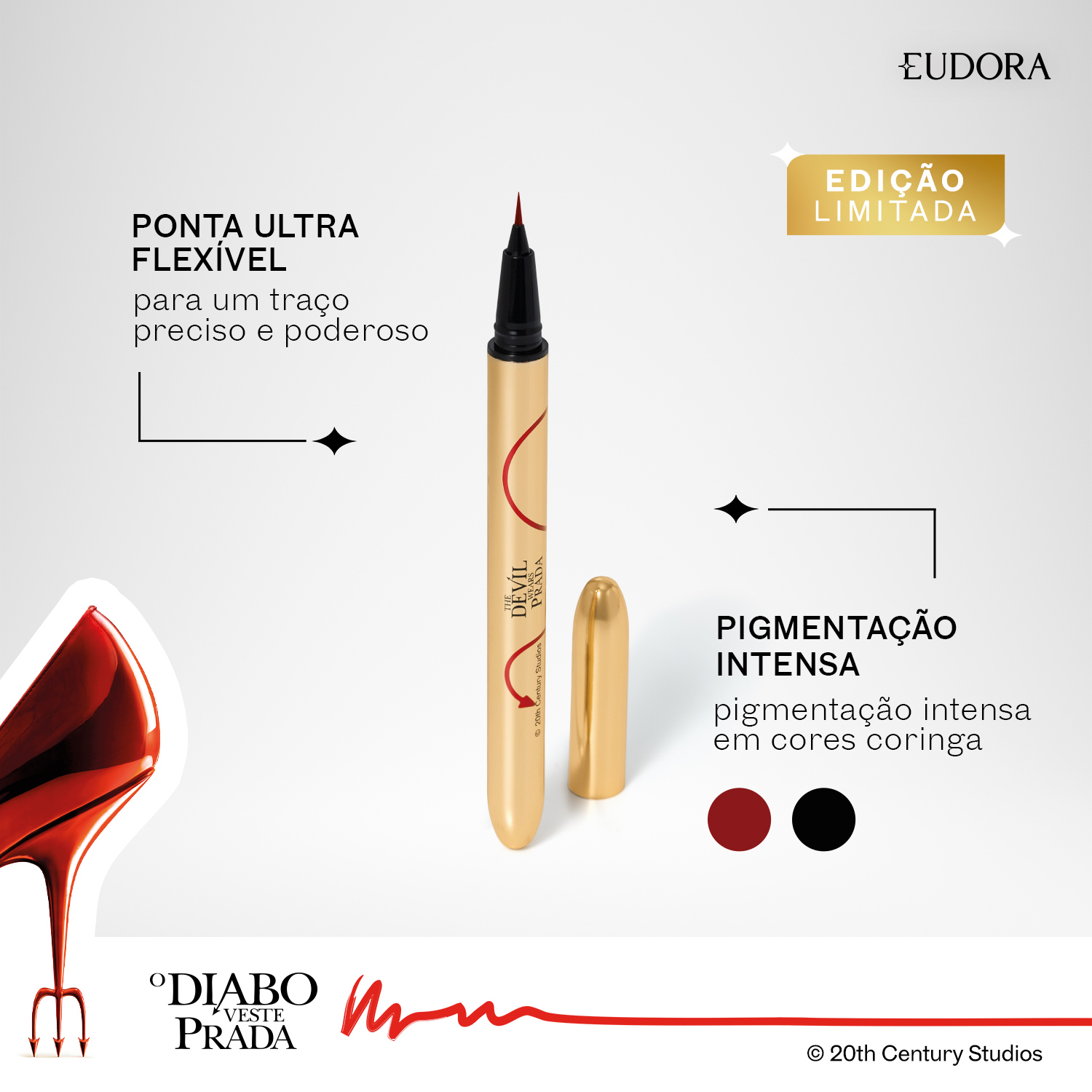 Caneta Delineadora Eudora Make O Diabo Veste Prada Iconic Liner Preta 0,4ml