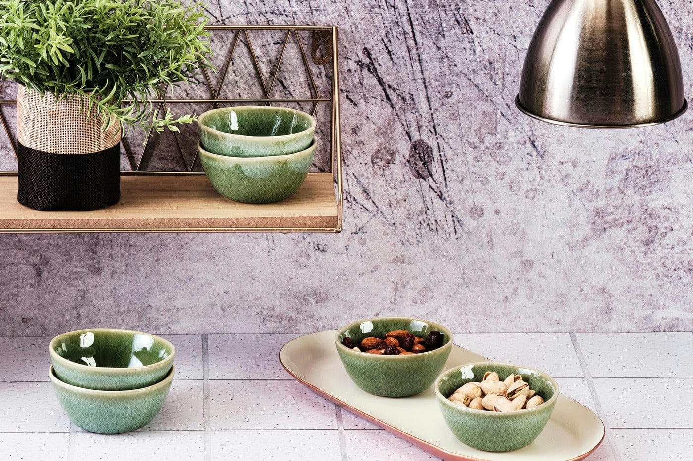 MAGMA - Lot de 6 petits bols en grès vert D9