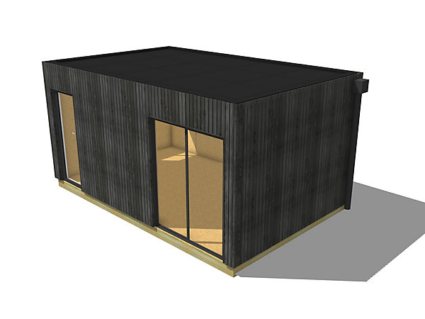 Bureau de jardin 4 saisons en bois 5,5 x 3,5 x 2,7 m / isolation RE2020 avec plancher isolé
