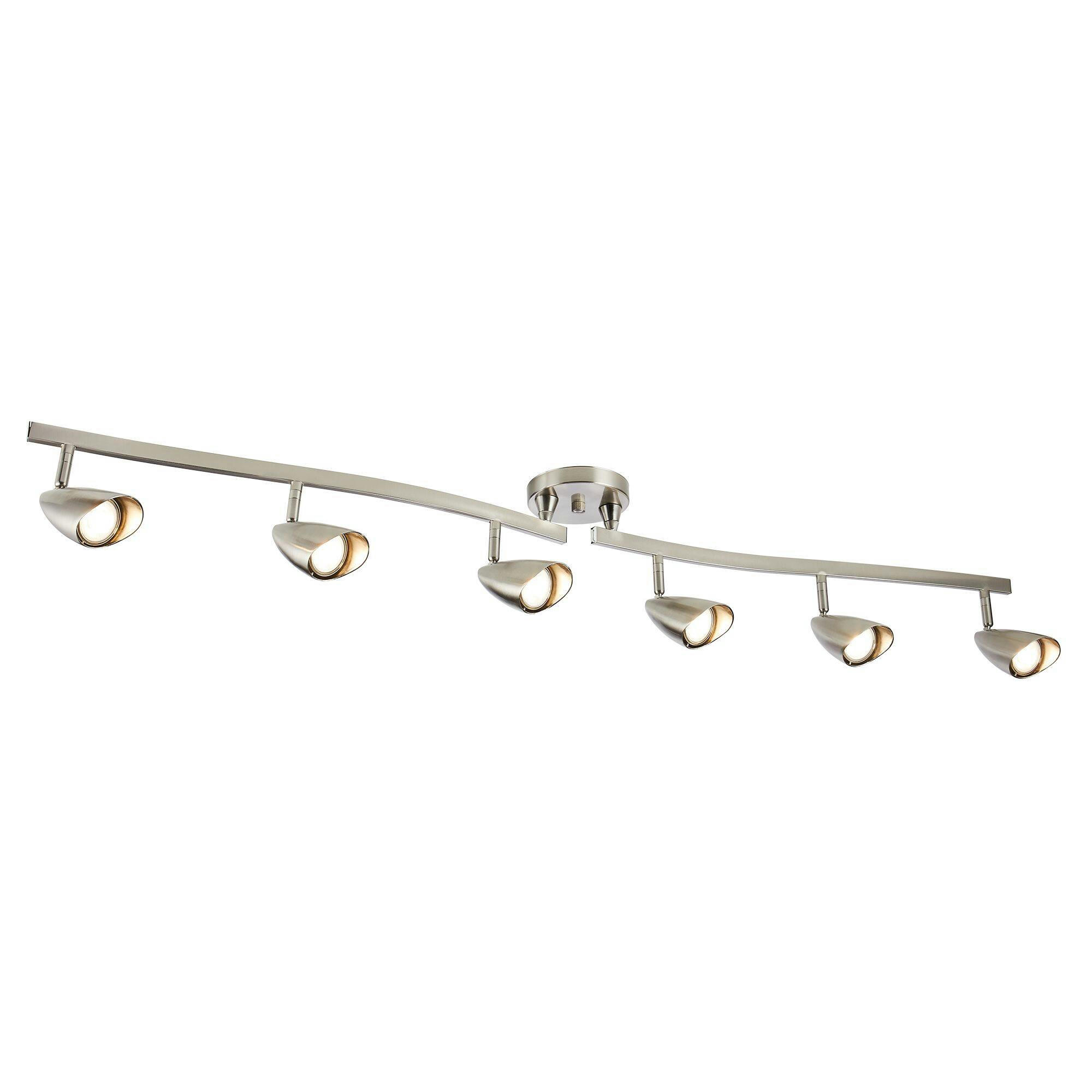 NOMA 6-Light Foldable Adjustable Swivel Heads Track Light Fixture, Brushed Steel