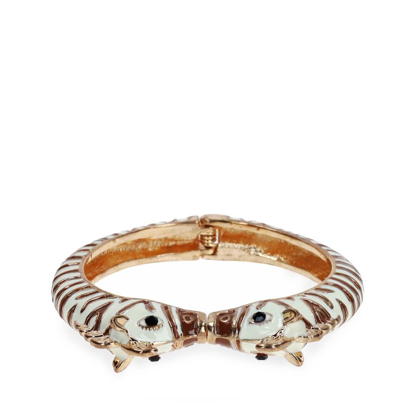 Manfield Goudkleurige zebra armband met bruine details