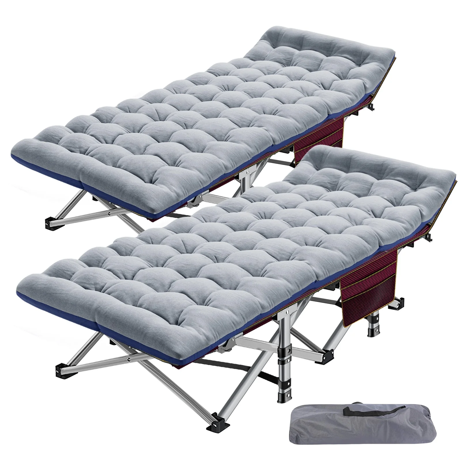 DoCred Portable Folding camping Bed with Mattress, Guest Cot Bed，2PCS - 75