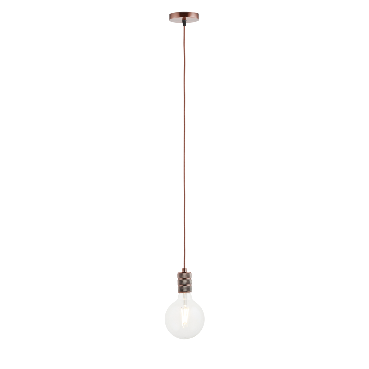 Lighto | Pendel Koper | Inclusief Lichtbron Helder | Retro | 1.5m Snoer | Met Plafondkap