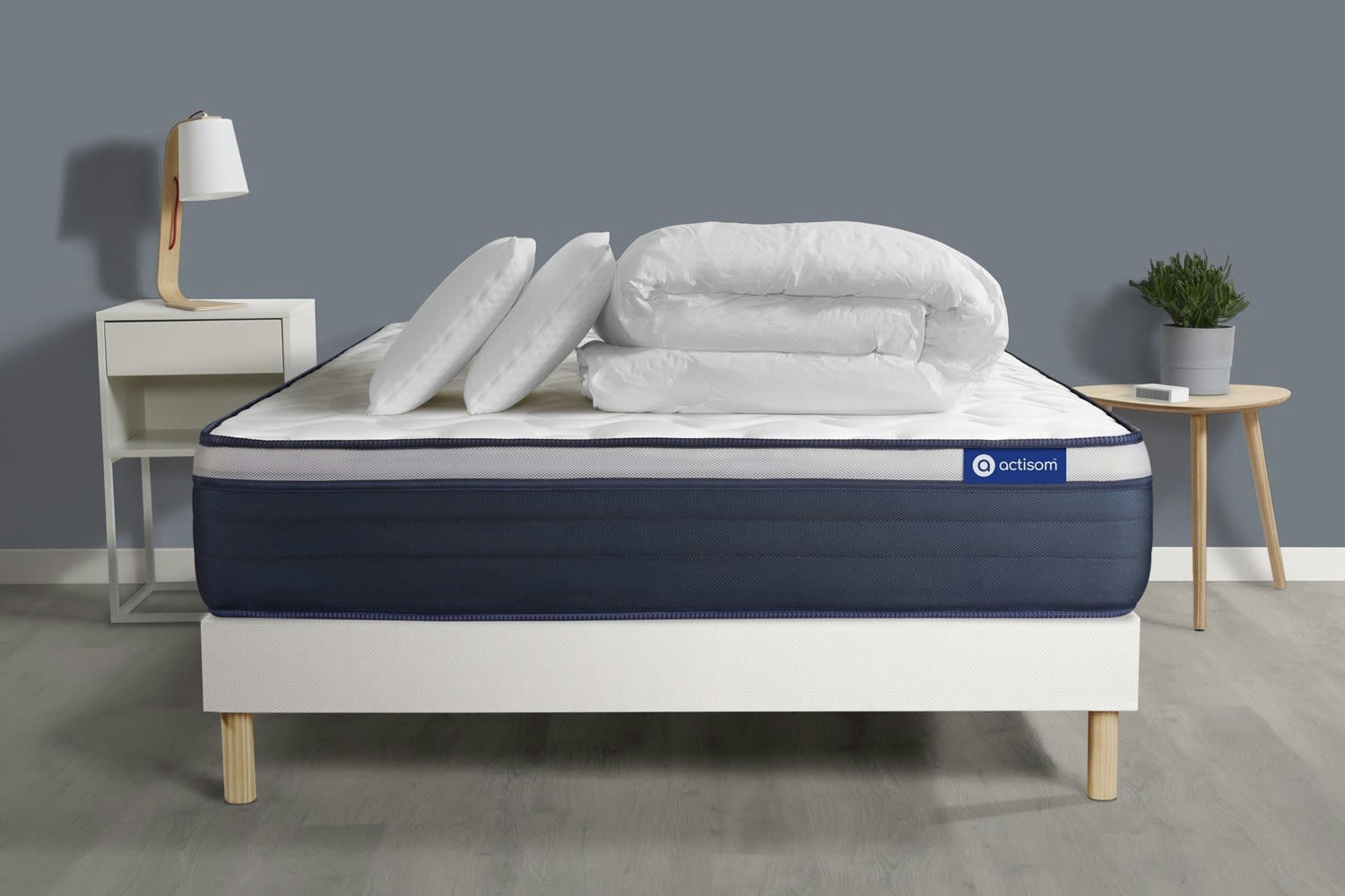 ACTIFLEX MAX - Pack prêt à dormir 200x200 cm sommier kit blanc