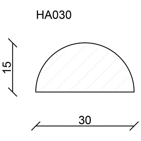 Halbrundstab, Buchenholz natur, LxHxT: 95 x 0,3 x 1,5 cm