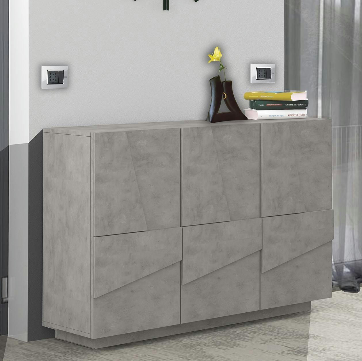 DCIRCAT - Meuble d'entrée effet bois gris ardoise 121x38h86 cm
