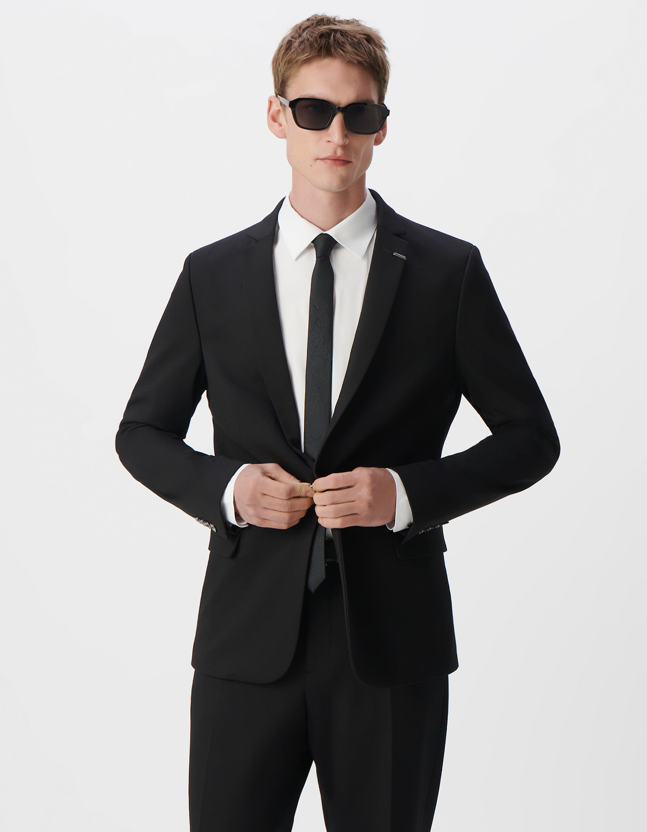 Veste de costume SLIM marine maille Milano Homme