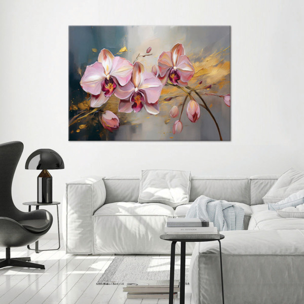 Feeby Obraz na płótnie, Różowe Storczyki Kwiaty Glamour 60x40