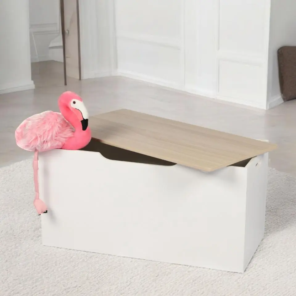 MARBEAUX Opbergbox met Deksel Opberger Speelgoedbak 80x40cm Wit Opbergdoos