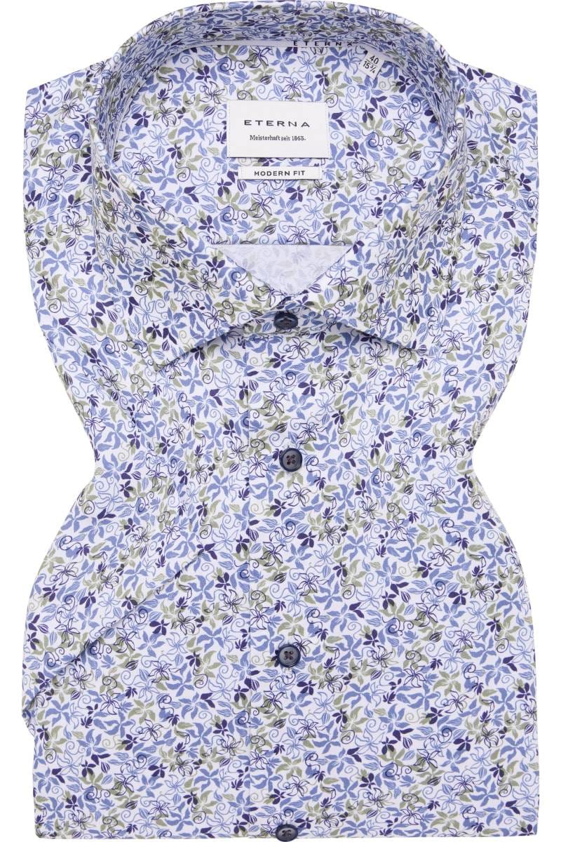 ETERNA Modern Fit Hemd blau, Bedruckt