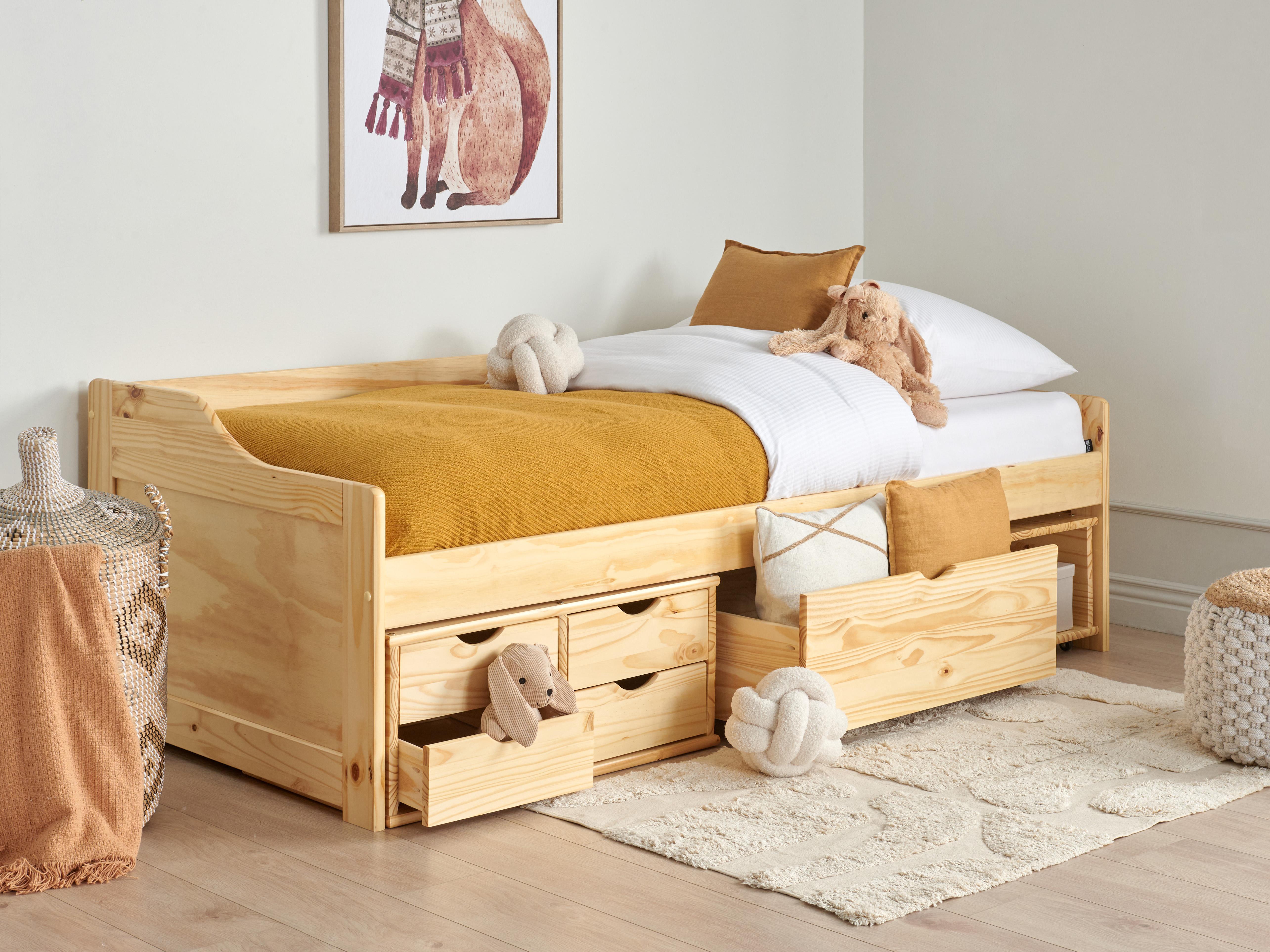 Daybed with Storage Pine Wood ROYVILLE 90 x 200 cm (EU Single) Light Brown