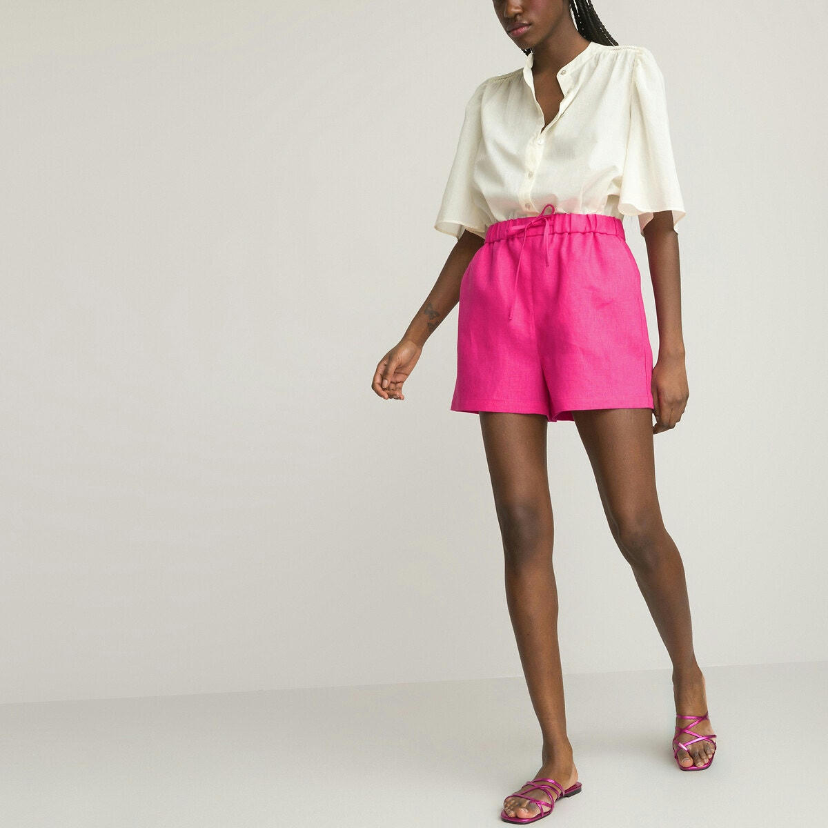 Chemise col mao, manches courtes