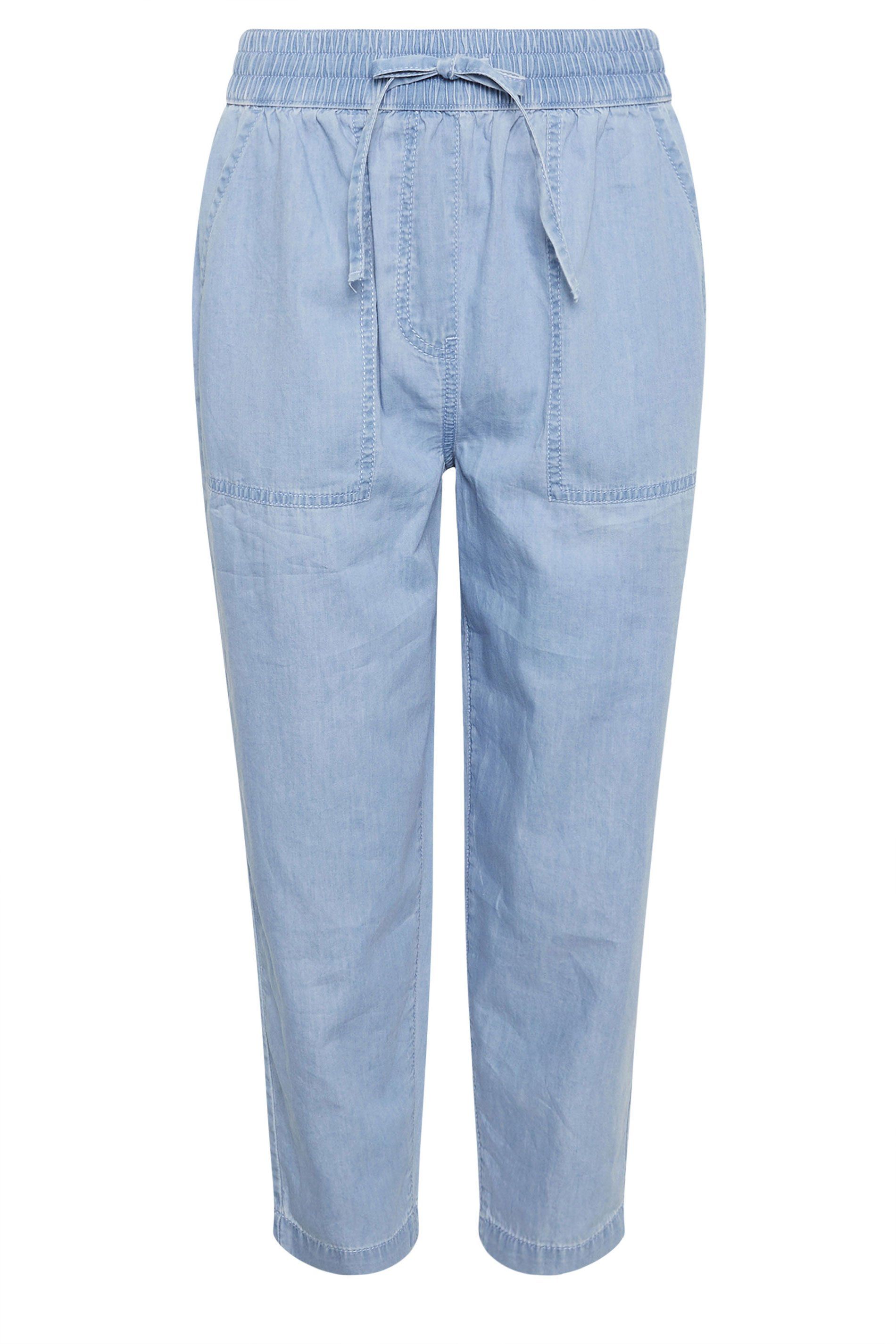 M&Co Denim Cropped Cotton Trousers