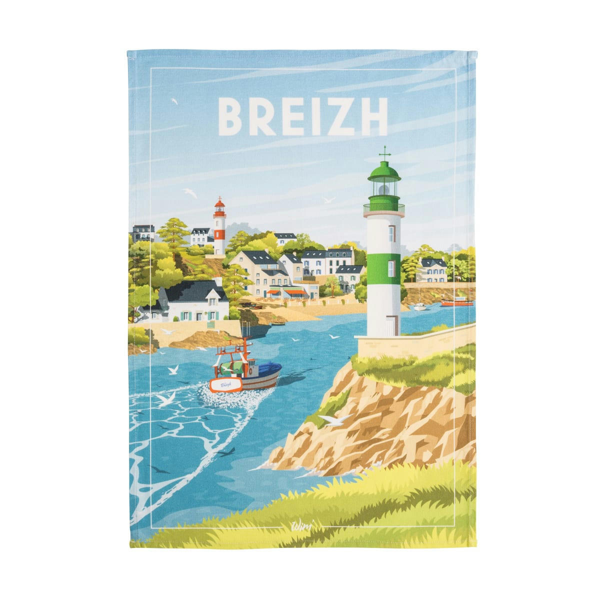 BREIZH - Torchon imprimé en coton multicolore 50x75