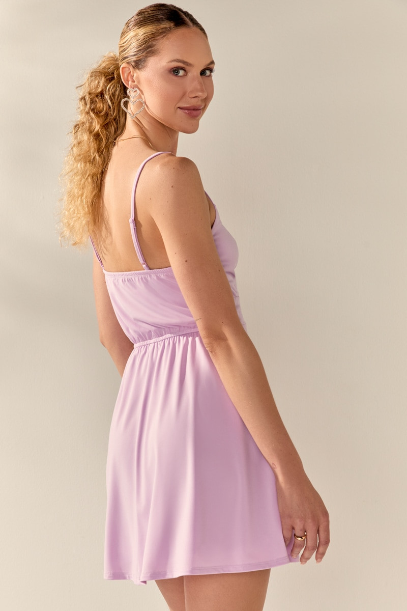 Ann Cinch Front Keyhole Flare Mini Dress