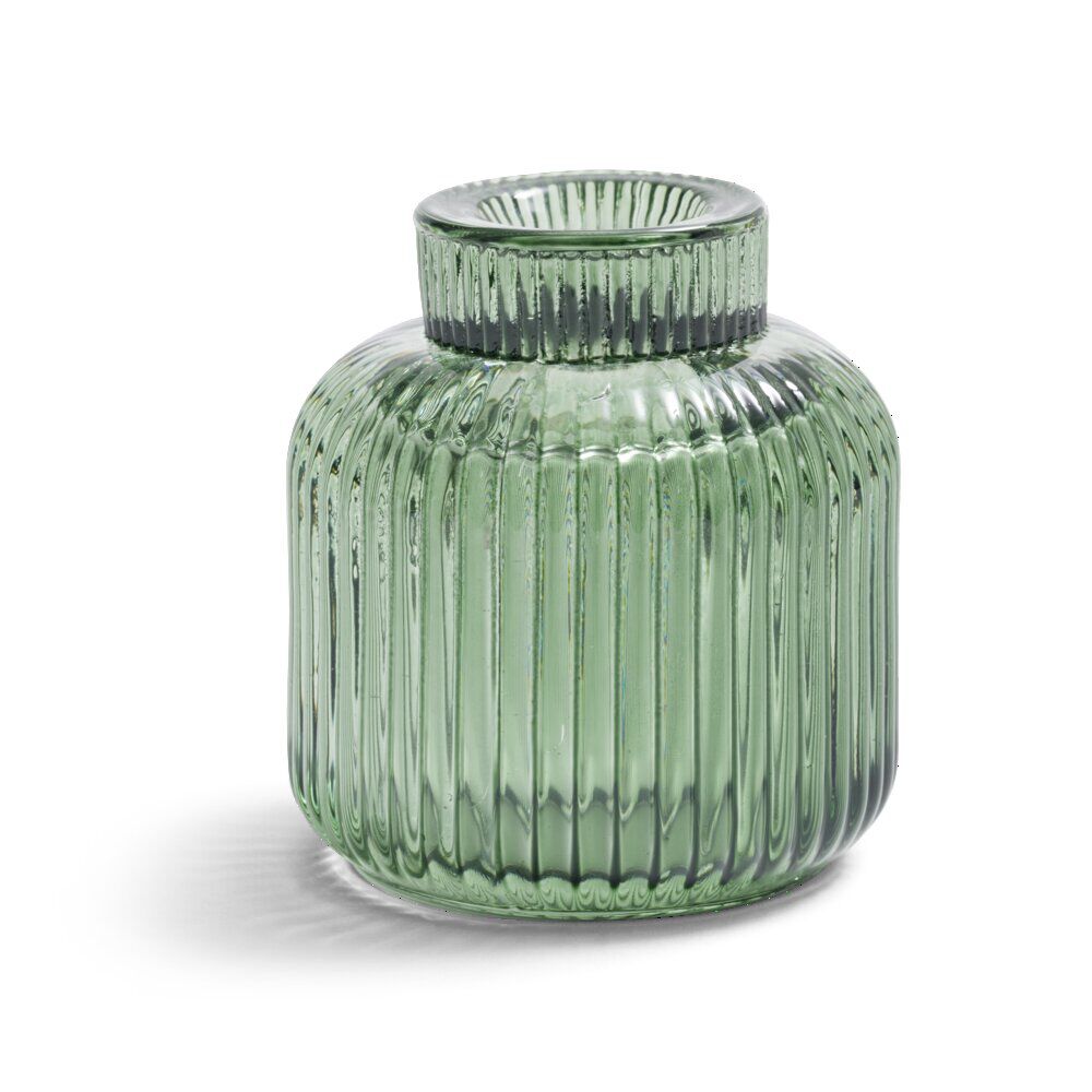 Bougeoir verre double usage vert Ø7xH8,5cm