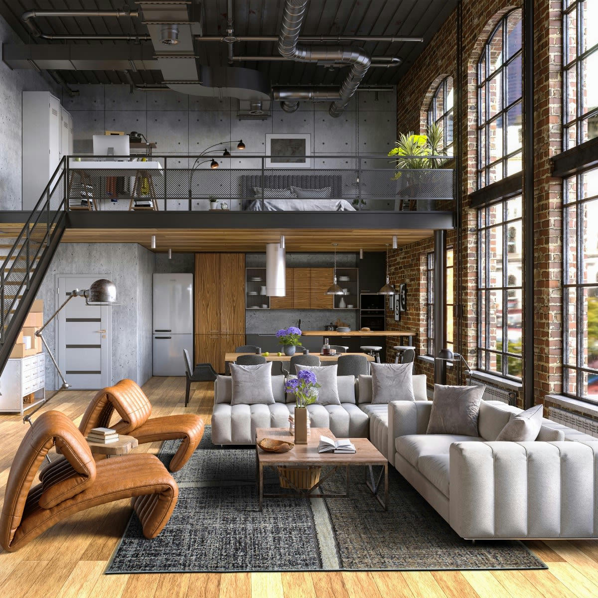 RECYCLE - Tapis extra-doux motif quadri gris vert 120x170