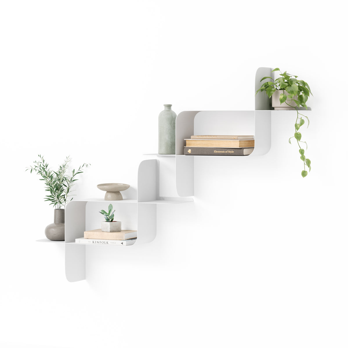 Umbra metalen wandplank, Set van 2, Montage - 61 x 47 x 15 cm - Wit