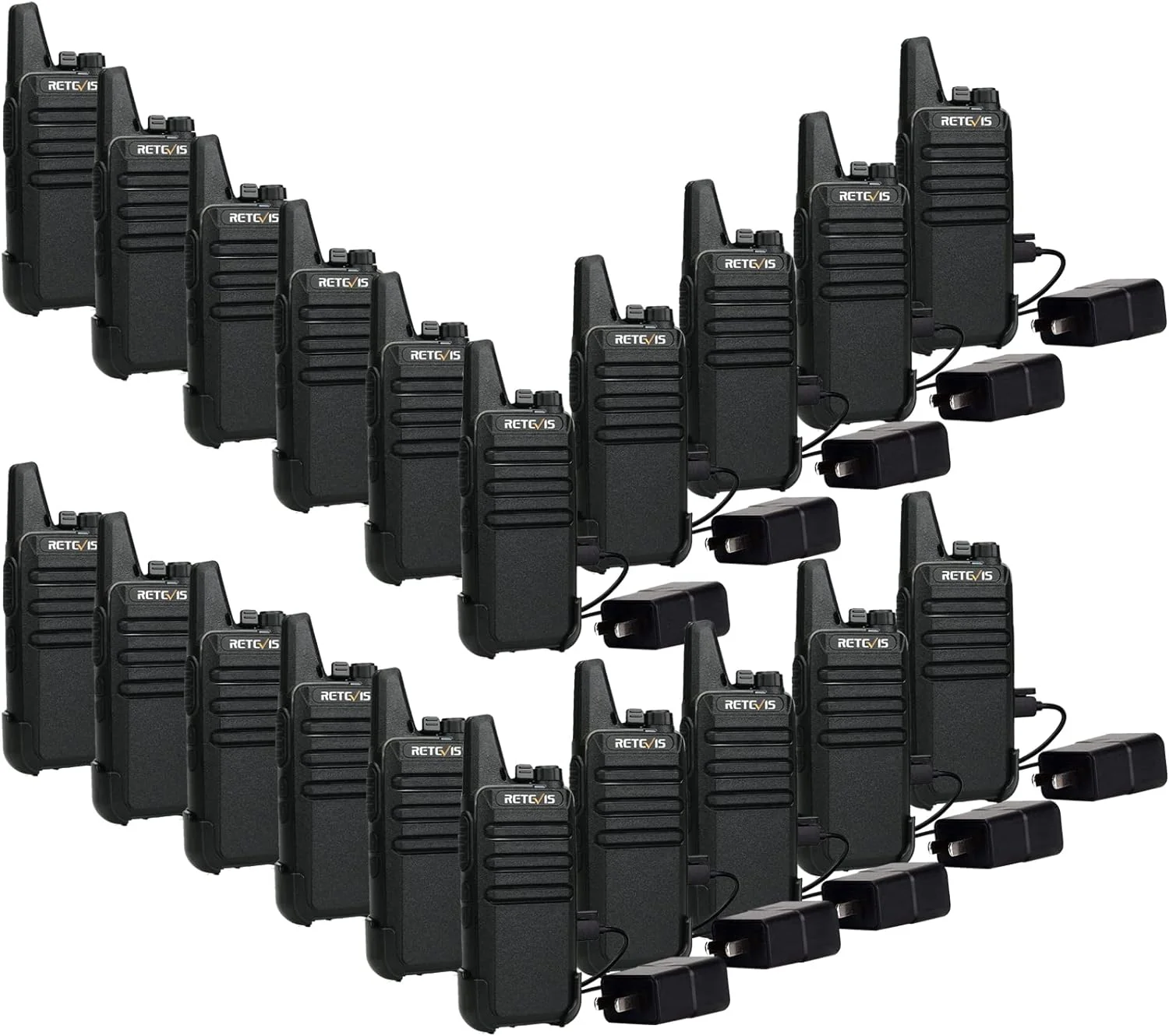 Talkies Mini, Rechargeable Two Way Radio Long Range, 2 Way Radio Small, Portable VOX, for Business Commercial Work School Church Restaurant (20 Pack,Black)