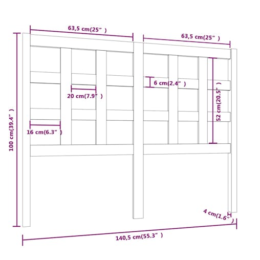 NNEVL Bed Headboard 140.5x4x100 cm Solid Wood Pine