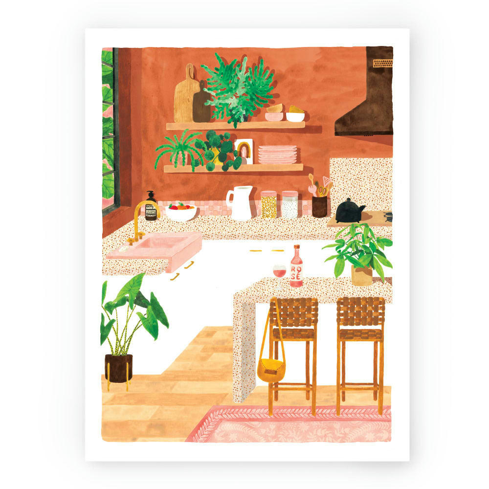- Affiche illustrée motif Cuisine 30x40 cm