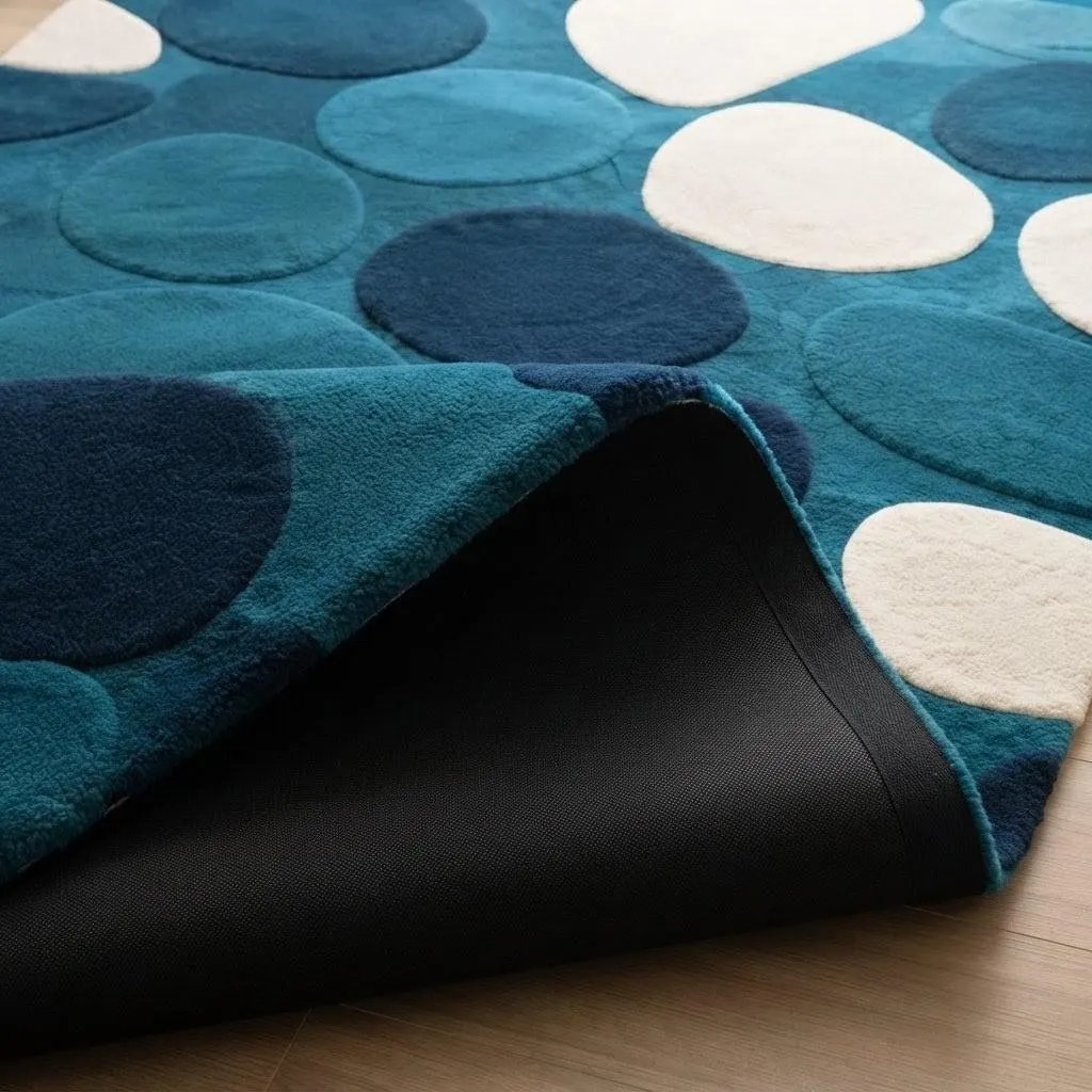 Modern Blue Teal Geometric Wool Rug | Handmade Abstract Area Rug