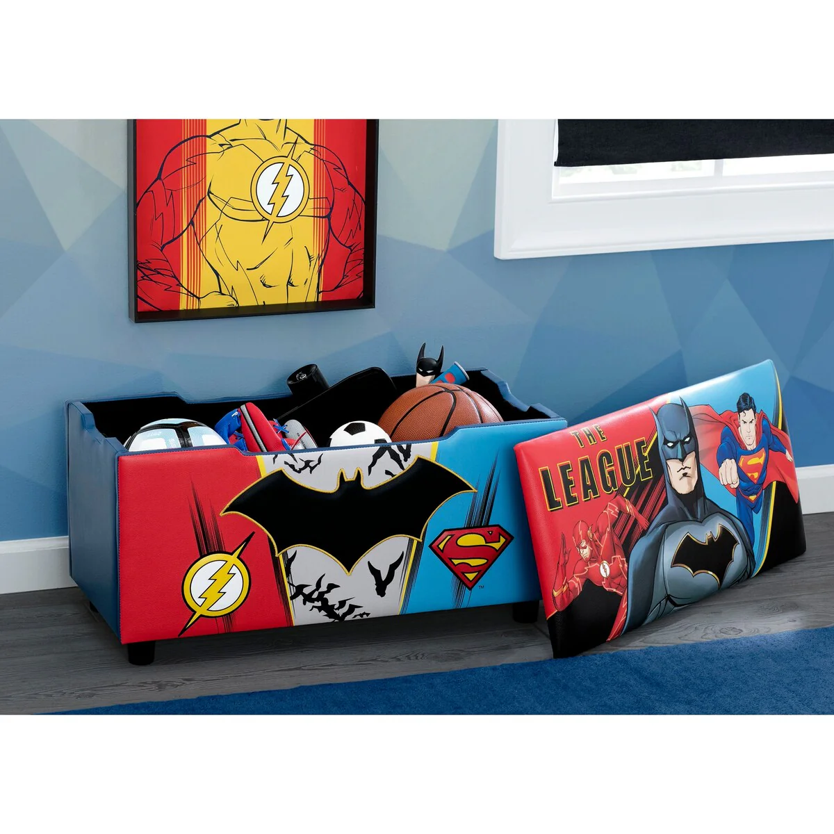 DC Comics Justice League Upholstered Storage Bench for Kids by Delta Children