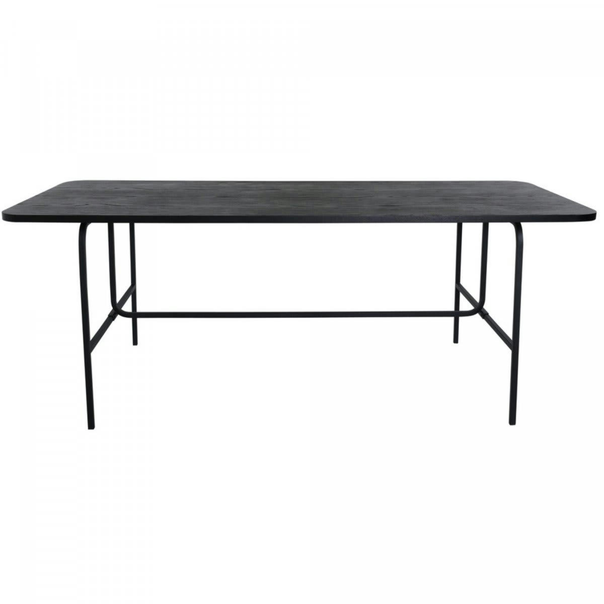 MISKA - Table à manger minimaliste en bois et métal 200cm noir