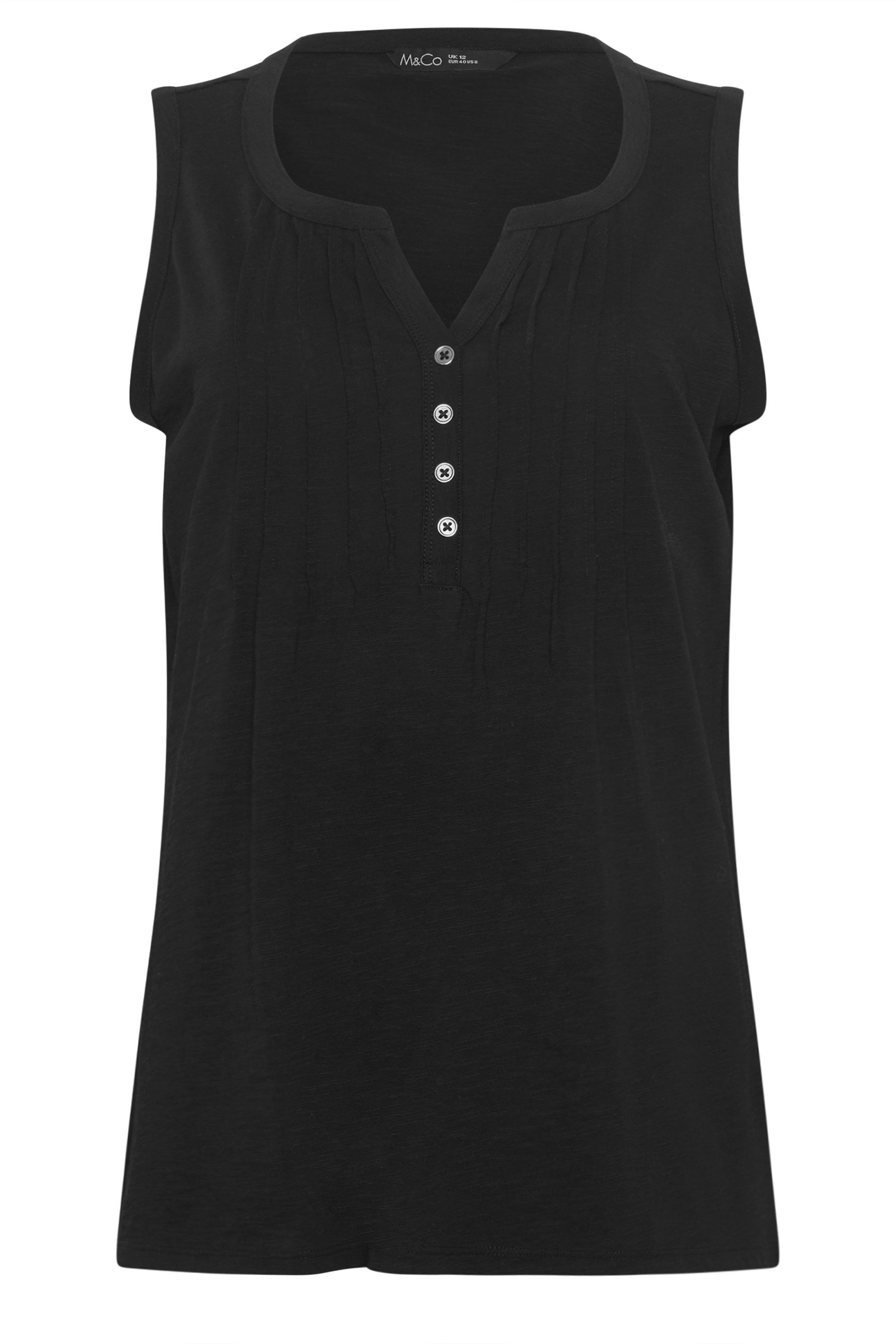 M&Co Sleeveless Henley Top