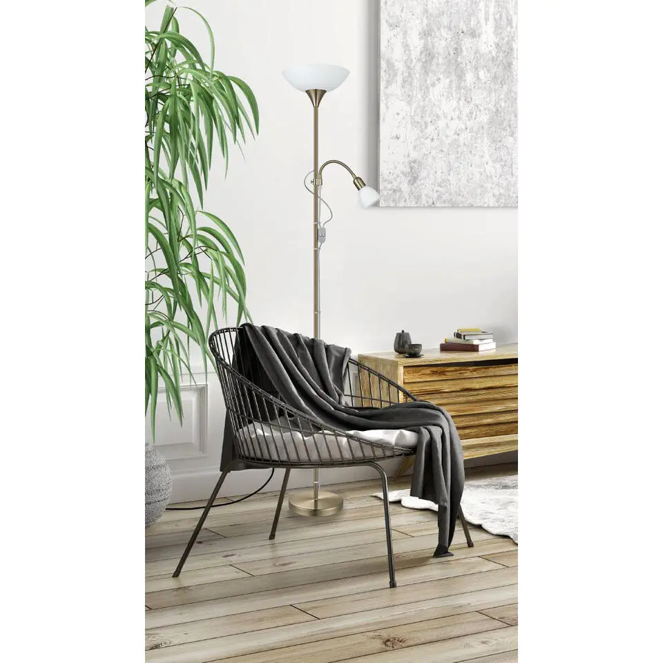 EGLO Up 2 Vloerlamp - E27/E14 - 176,5 cm - Grijs/Wit