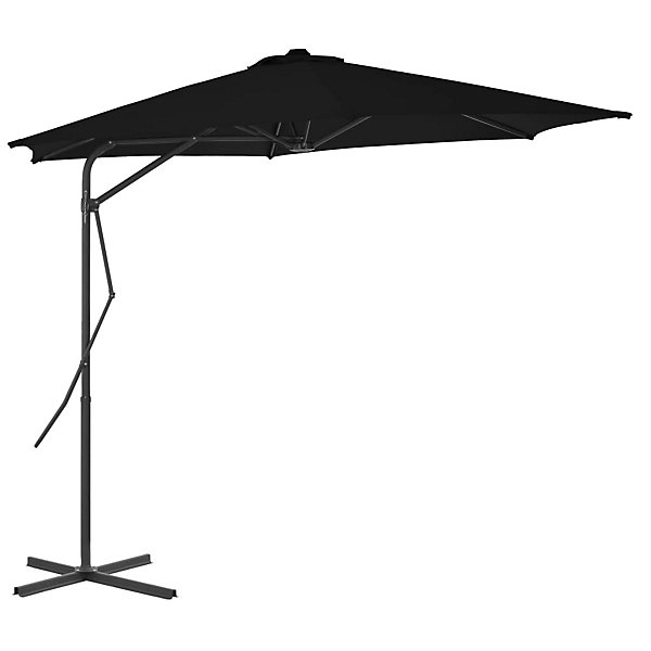 Parasol d'exterieur avec mât en acier noir Helloshop26