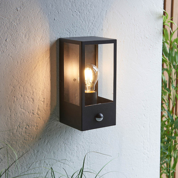 Kinkiet zewnętrzny OXFORD PIR czarny matowy-przezroczysty 1xE27x10W Endon