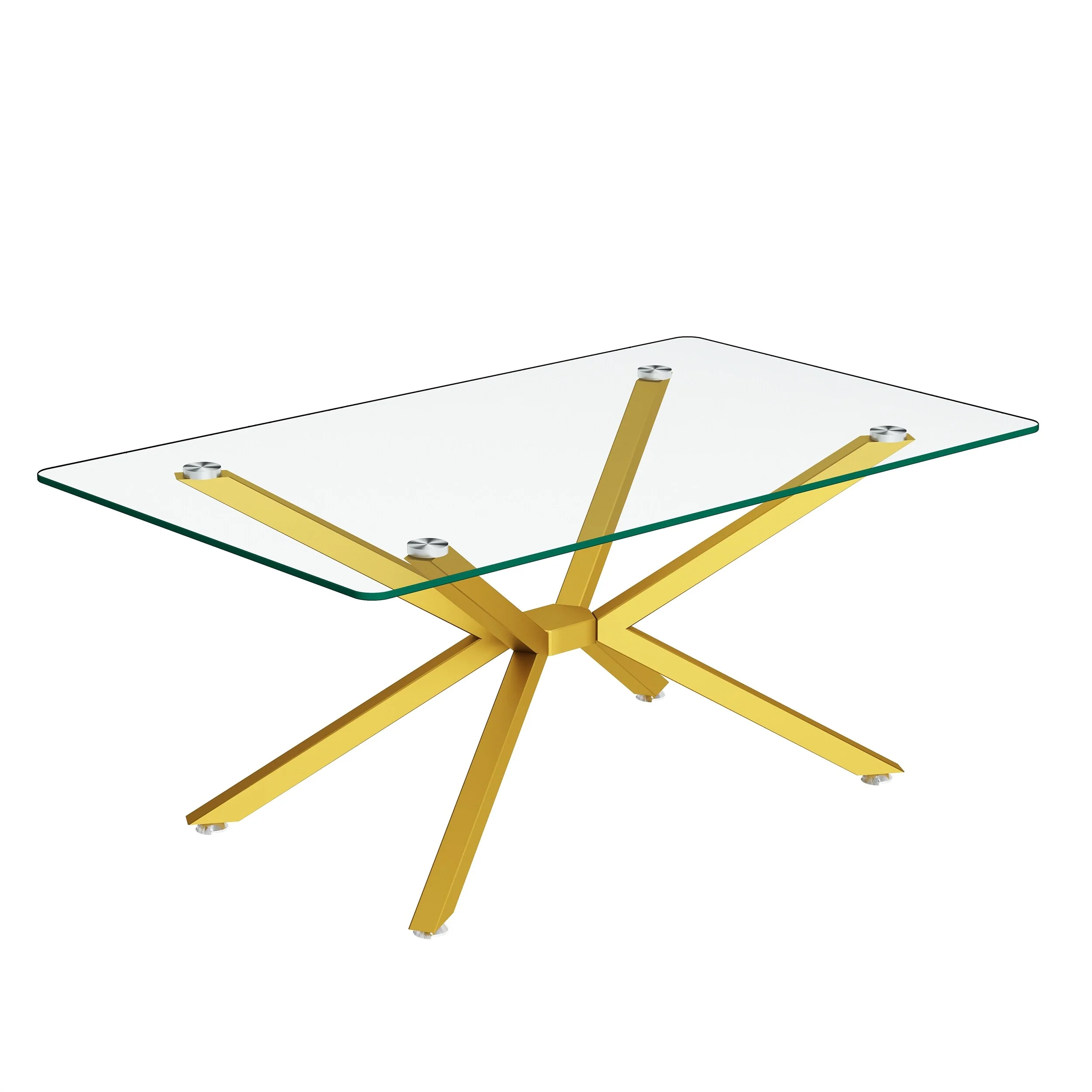 39 inch Glass Dining Table with Tempered Top, Adjustable Legs, 220LB